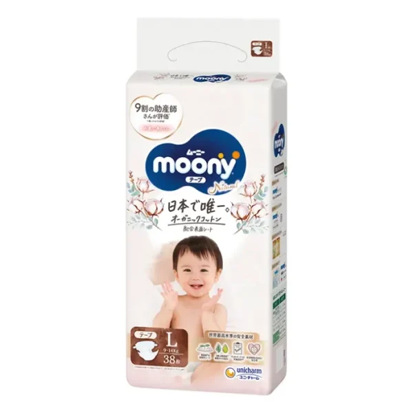 MOONY Natural Sauskelnės, L 9-14 kg, 38 vnt.