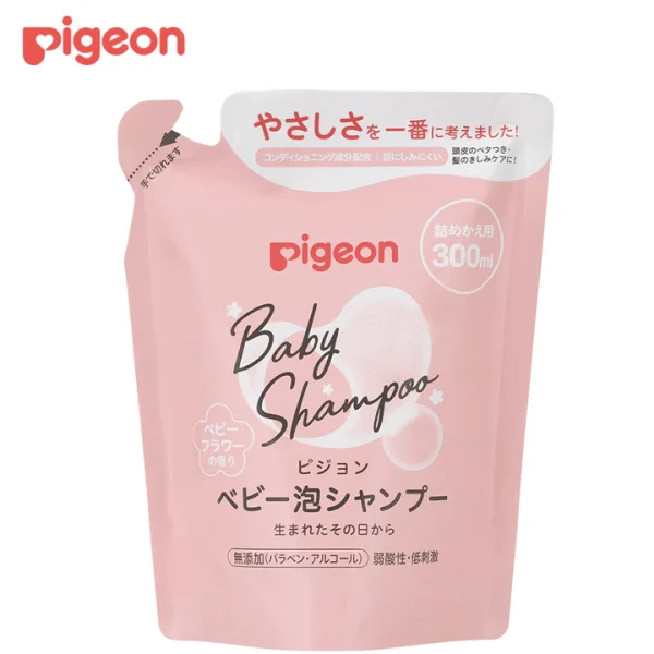 Plaukų ir kūno šampūno užpildas kūdikiams (gėlių kvapo) “Pigeon“ su keramidais, 300ml